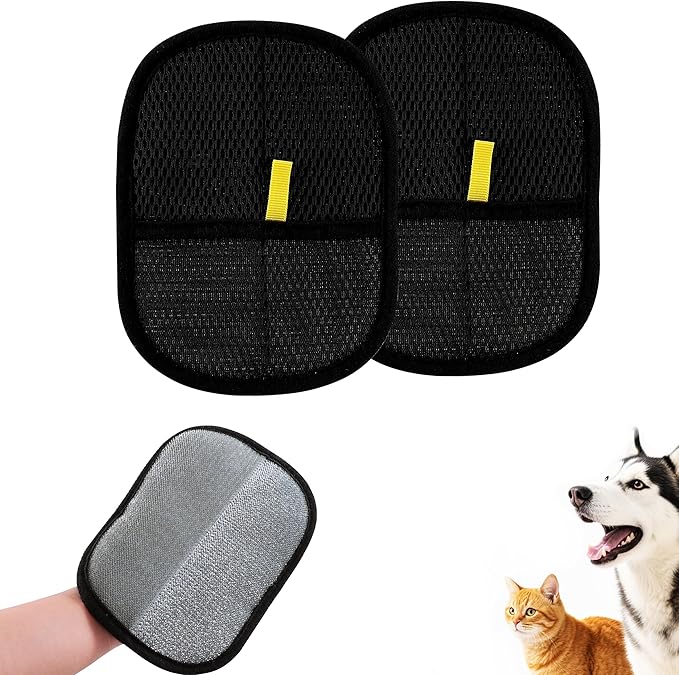 Costyleen 2 PCS Pet Hair Removal Gloves,Reusable Lint Roller for Furniture, Car, Clothes & Carpets ，Cat & Dog Hair Remover Tool with Ergonomic Grip
