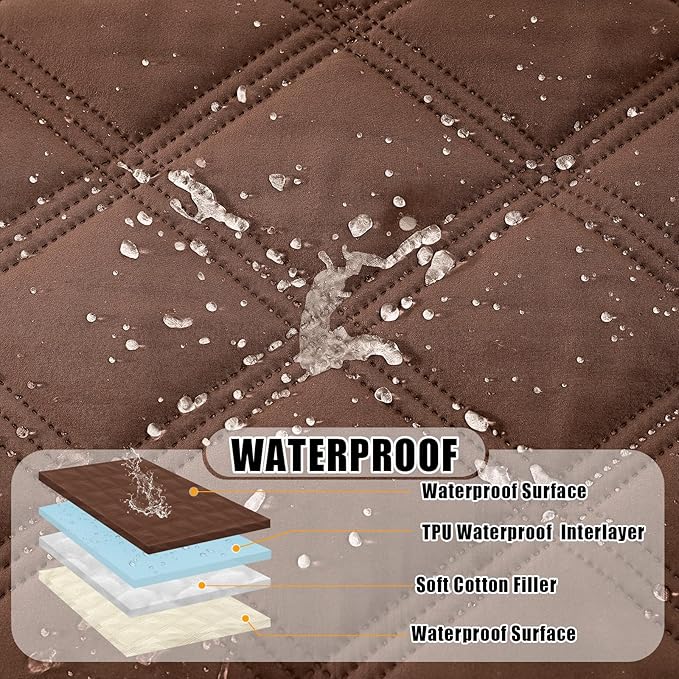 Smiry Waterproof Dog Bed Cover Blanket 40x50, Soft Reversible Pet Blanket, Washable Leakproof Cats Dogs Couch Cover for Sofa, Couch, Furniture, Lattice, Brown/Beige