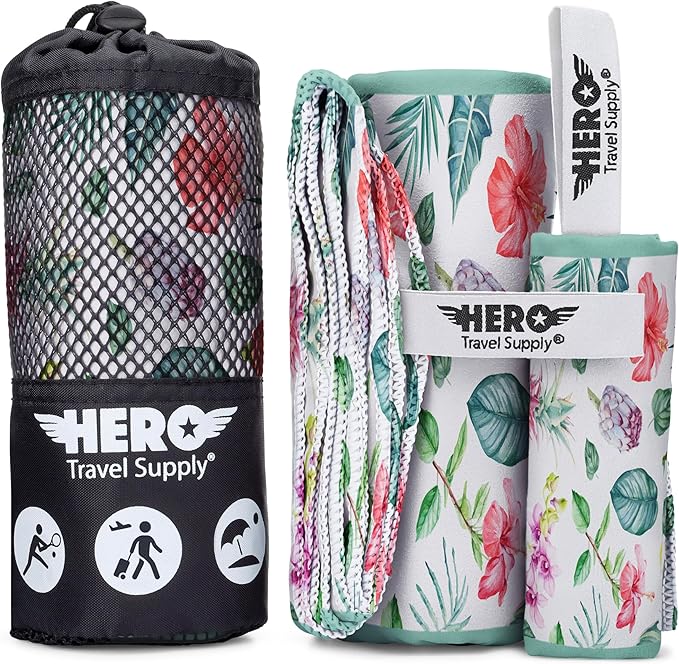 Hero Microfiber Towel, Camping, Beach, Gym, 24X48 (Includes Bonus Washcloth)