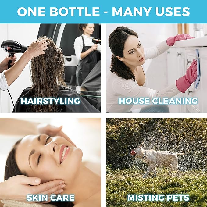 Hair Spray Bottle Continuous Water Mister Spray Bottle Empty Ultra Fine for Hair Styling, Pets, Plants, Cleaning, Misting & Skin Care, Salons, for Taming Hair in Morning, Curly Hair, Essential Oil Scents & More