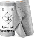 Fantasticlean XL Tear-Away Microfiber Cleaning Cloth Roll, 16'' by 16''- 36 Sheets, Thick & Large Detailing Towels, Ultra Absorbent, Lint-Free Reusable Wipes for All-Around Cleaning (Glossy Grey)