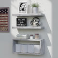 RICHER HOUSE Floating Shelves Set of 3, Farmhouse Bathroom Wall Mounted Shelves with Invisible Brackets Over Toilet, Wall Shelves for Bathroom Bedroom, Living Room, Kitchen - Rustic White