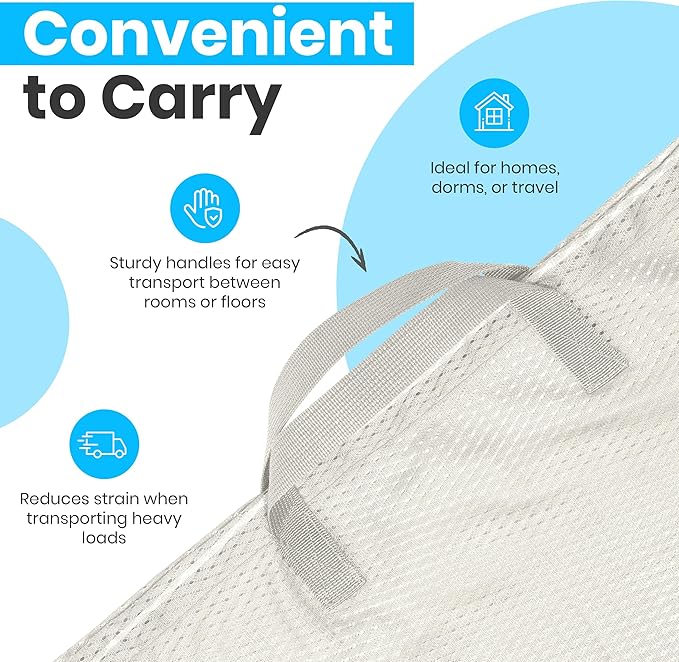 Large Mesh Laundry Bags - 2-Pack Heavy Duty with Handles & Drawstring - Machine Washable Net Laundry Sacks for College Dorm, Camp, Travel, Bedding & Clothes Storage (Grey)
