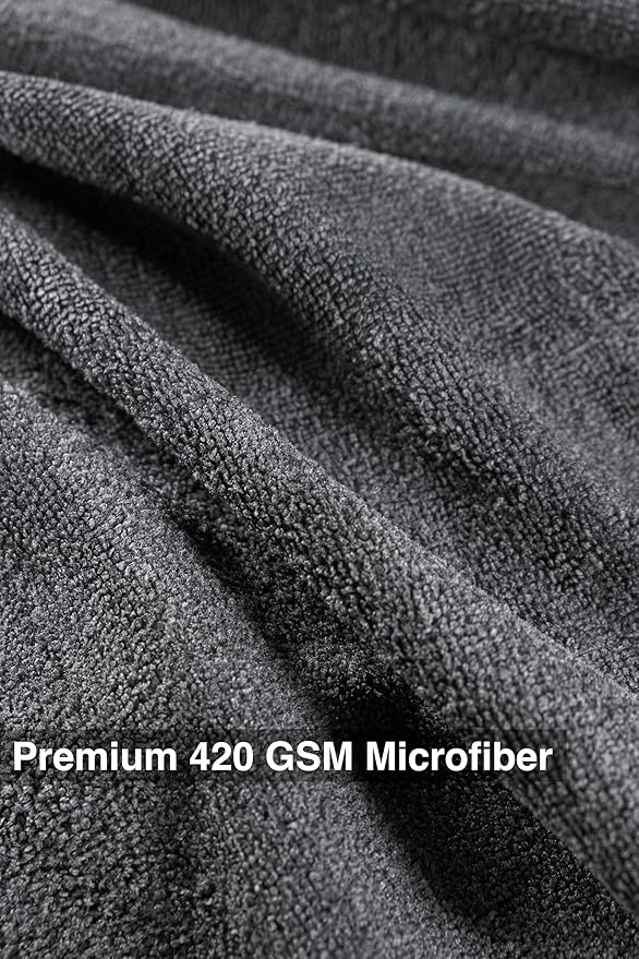 Rosyn Premium 420 GSM Microfiber Cloth Black 16x16 Inches - Luxury Scratch-Free Detailing Towel for Cars, Yachts, Boats & Watches - Ultra Soft, Lint-Free, Highly Absorbent (Large, 24, Count)