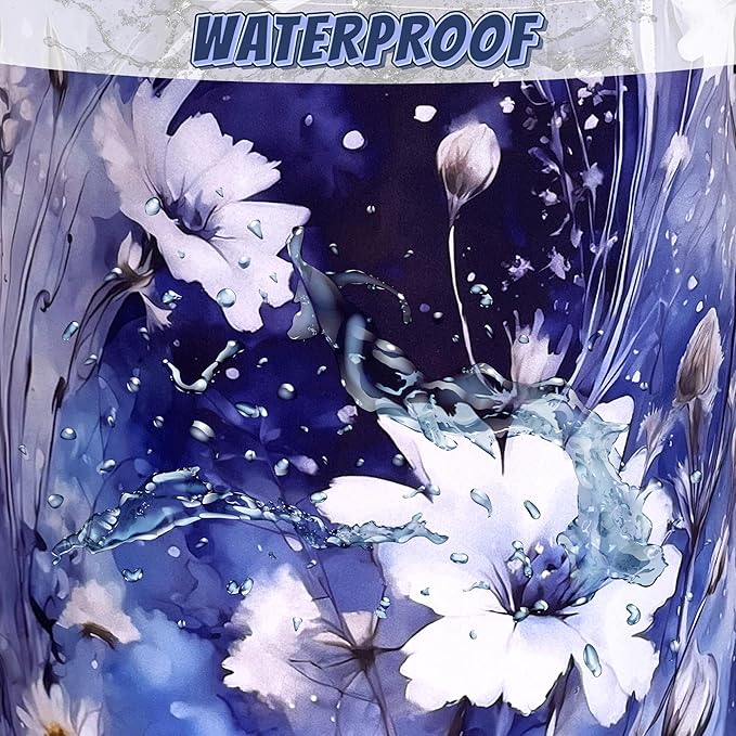 Blue Daisy Flower Laundry Basket Foldable Oxford Cloth Watercolor Floral Laundry Hamper With Handle Portable Clothes Storage Organizer Basket 18.9"x16.5" Storage Bag For Laundry Room/Bathroom/Bedroom