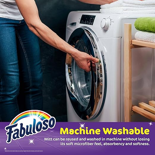 Fabuloso Microfiber Cleaning Mitt Glove, Lint-Free Scratch-Free Dusting and Washing for Furniture, Blinds, Baseboards, Shelves and Car Interior, One Size Fits All, Blue, 1 Count