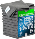 MW PRO Premium Microfiber Cleaning Cloths (12 Pack, 12x12, Grey) - Streak Free Stainless Steel & Glass Towels - Ultra Soft Cleaning Cloths for Screens, Granite & Modern Home - Washable & Reusable