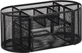 Amazon Basics Mesh Desk Organizer with Pen Holder, Pullout Drawer and Office Caddy Storage, 9.25" x 4.53" x 3.94", Black