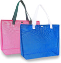 2Pack Large lightweight Simple Mesh Beach Tote Bag With snap Button Reusable Pool Bag for Outdoor Travel Shopping Gym