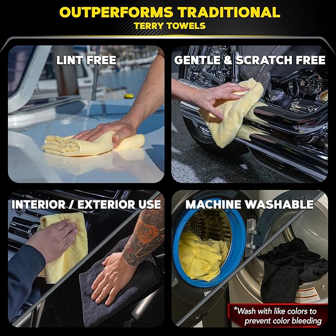 Meguiar's Supreme Shine Microfiber Towels for Cars,Ultra-Plush Car Microfiber Towel Set for Quickly Removing Product Without Leaving Swirls on Paint,Glass,Plastic,or Chrome,(Pack of 6)