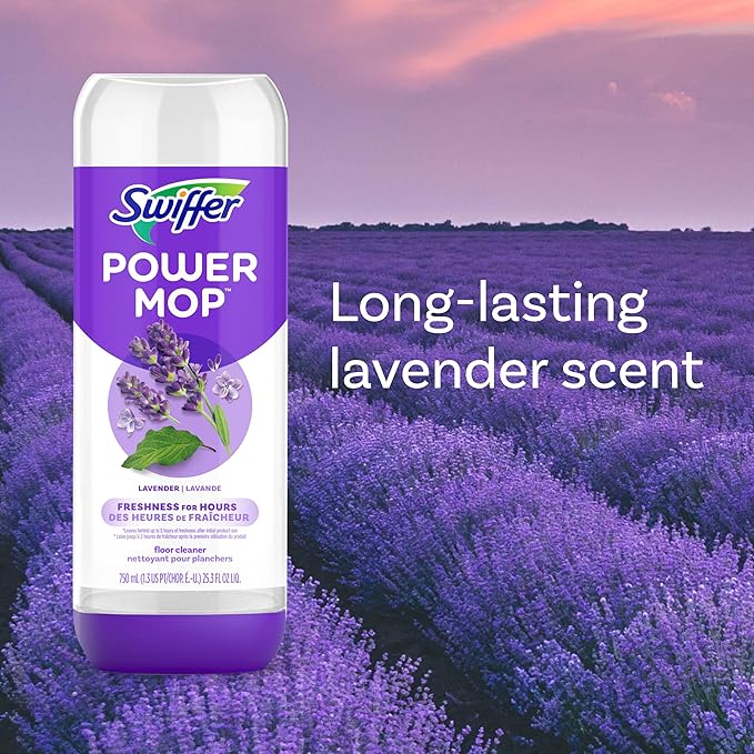 Swiffer PowerMop Floor Cleaning Solution with Lavender Scent, 25.3 fl oz, 10 Pack