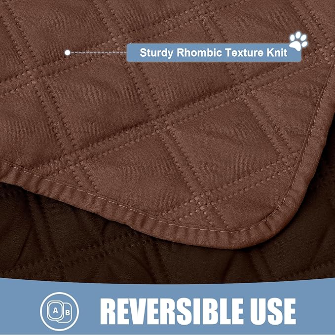 Smiry Waterproof Dog Bed Cover Pet Blanket, Soft Washable Dog Blanket for Furniture Bed Couch Sofa Reversible, Checkered (68"x82", Brown/Chocolate)