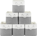 11 Inch Cube Storage Bins, 6 Pack Fabric Storage Cubes with Rope Handles, Organizer Baskets for Closet Shelves, Clothes and Home Organization(White/Gray)