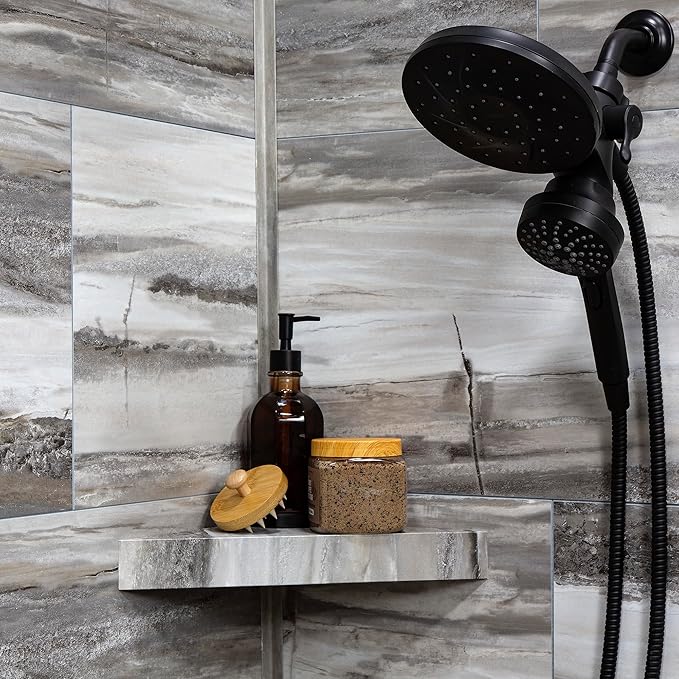 Palisade Vinyl Waterproof Corner Shower Shelf in Louvre Granite