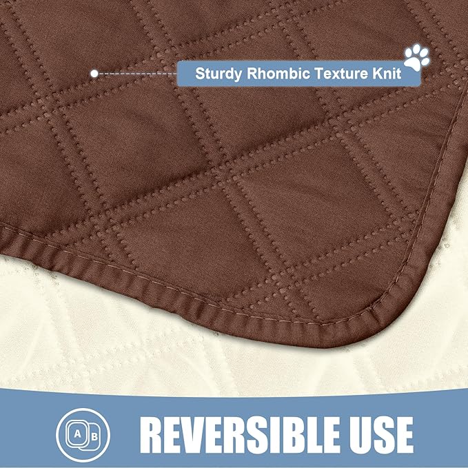 Smiry Waterproof Dog Bed Cover Pet Blanket, Soft Washable Dog Blanket for Furniture Bed Couch Sofa Reversible, Checkered (68"x82", Brown/Beige)