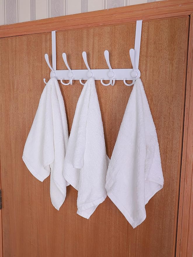 Encozy Over The Door Hooks,Coat Rack for Hanging Clothes Hat Towel (Heavy Duty White 2pcs)