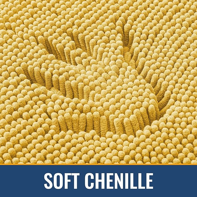 Arotive Bathroom Rugs 30x20, Extra Soft Absorbent Shaggy Chenille Bath Rugs, Machine Washable Rubber Backing Non-Slip Bath Mats for Bathroom Floor Tub and Shower, Home Decor Accessories, Yellow