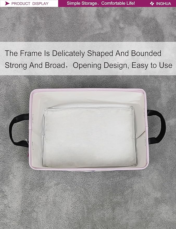 Rectangular Storage Basket Fabric Organizer Bin for Toys,Books,Clothes,Gifts,Pets-Perfect for Home,Office,Nursery,Dorm,Shelf(Rec-Love Swans )