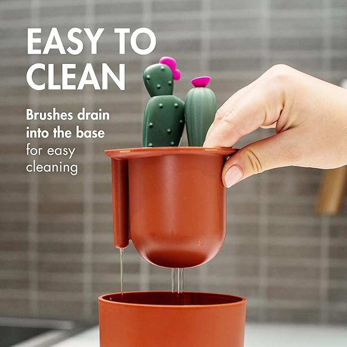 Boon Cacti Bottle Cleaning Brush Set,Terracotta,4 Piece Set,(Pack of 12)