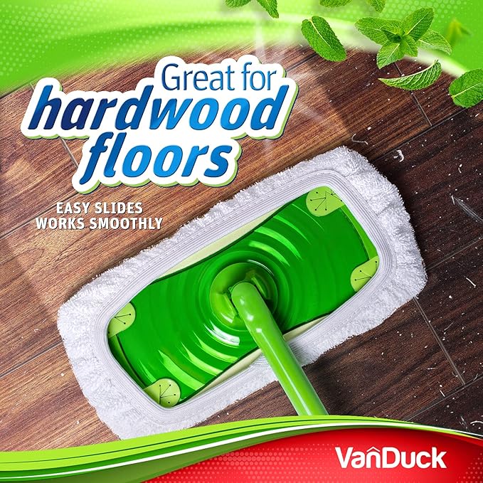 VanDuck Reusable 100% Cotton Mop Pads (16-Pack), Terry Cloth Mop Covers Washable for Wet Mopping and Floor Cleaning (Handle is Not Included)