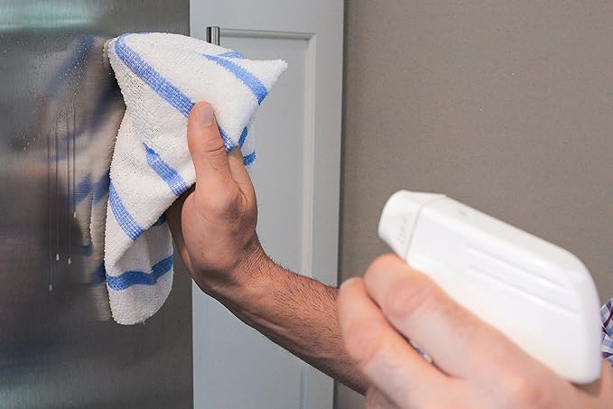 VIKING Bulk Edgeless Microfiber Cleaning Cloths, White and Blue Stripe, 50 Pack