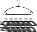 Mawa by Reston Lloyd Euro Ultra Light/Thin Series, Non-Slip Space Saving Clothes Hanger with Bar & Hook for Pants and Skirts, Style 42/PTU, Set of 130, Black