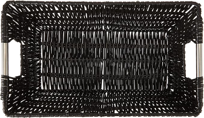 Whitmor 6500-2712-BLK Rattique Small Shelf Black Tote Basket