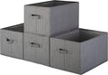 Pomatree Storage Baskets - 4 Pack - Sturdy Large Fabric Bins | Foldable Organizing Basket Bin for Home, Nursery, Closet & Shelves Organization | Storage Basket Cube Shelf Organizer (Grey)