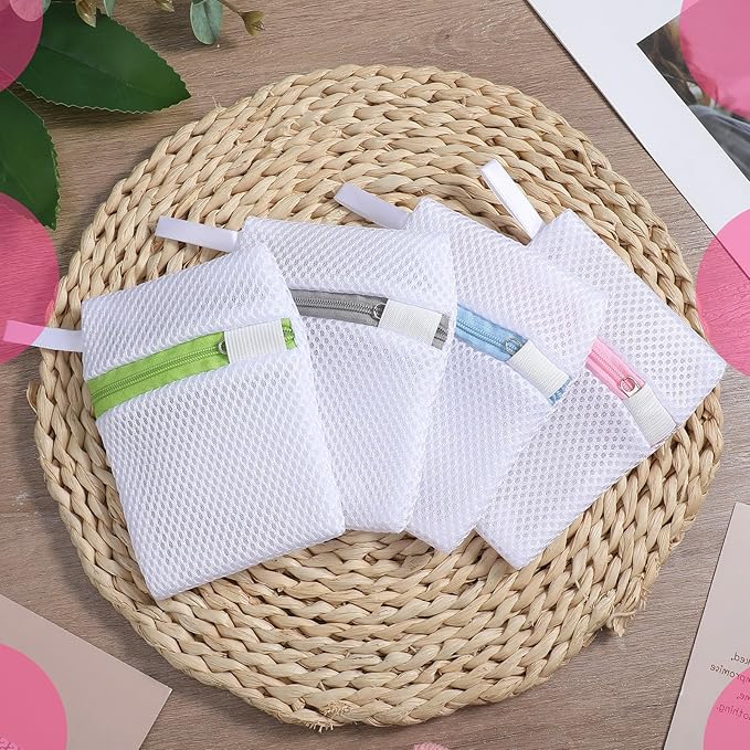 4 Pcs Small Mesh Laundry Bags - Laundry Pod Anti-Sticking Bag - Durable Zippered Small Mesh Bag for Pods And Scent Beads Rectangle