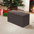 Outdoor Storage Box Waterproof, 100 Gallon Lockable Resin Deck Box Patio Storage Bin for Pool Accessories Cushion Furniture, Garden Tools, UV-Resistant Outside Delivery, Brown