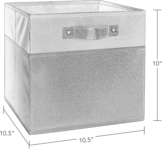 RiverRidge Kids storage bins 2 Pack Cube Storage Organizer with Handles - 10.5 Inch Two-Tone Polyester Canvas closet organizers and storage for Toys, Shoes & More - Fits RiverRidge Cabinets