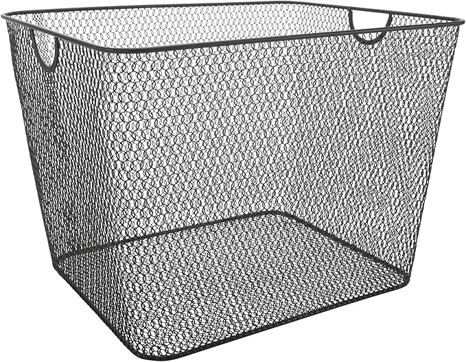 YBM Home Wire Mesh Kitchen Storage Basket Organizer for Organizing Household Pantry and Kitchen Cabinets - Multipurpose Wire Storage Baskets for Home, Dorm Room, Garage, Black