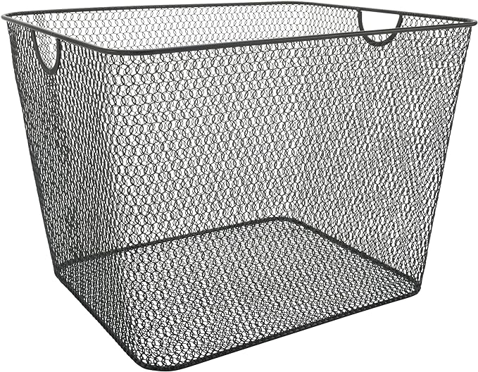 YBM Home Wire Mesh Kitchen Storage Basket Organizer for Organizing Household Pantry and Kitchen Cabinets - Multipurpose Wire Storage Baskets for Home, Dorm Room, Garage, Black