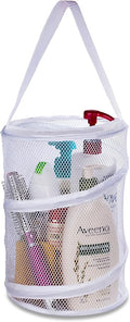 Handy Laundry Foldable Shower Caddy - Collapsible, Portable, Drainage Hole, Carry Handle, Large Compartments, Great Organizer for Camp, Travel, Gym, and Dorm (White)