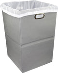 Foldable Large Laundry Hamper With Laundry Bag - Premium Durable Non-Woven Fabric, Plastic Board, Extra-Large Size, Space-Saving & Compact Clothes Basket With Metal Handles (Gray)