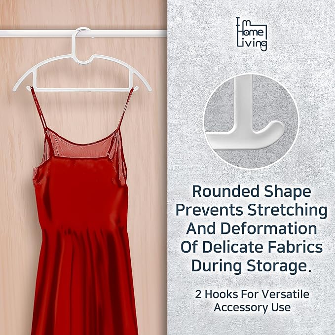 15" Compact Slim & Slimlink Interlocking Clothes Hangers, Space-Saving Lightweight Plastic Hangers for Small Closets, Dorms, Apartments, Travel, RVs & Petite Clothing (White, 30)