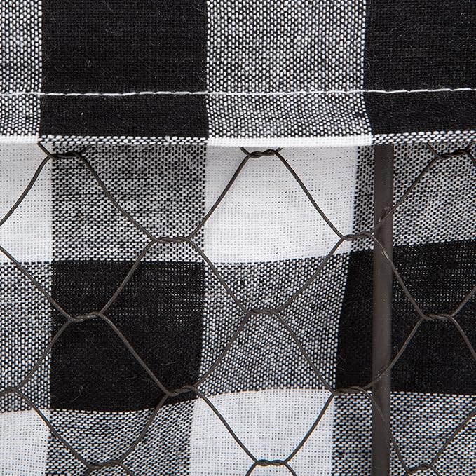 DII Farmhouse Chicken Wire Storage Baskets with Liner, Small, Vintage Black & White Check, 9x7x6", 3 Piece