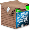 MW Pro Microfiber Cleaning Cloth | Tan | 12 Pack | 16” x 16” | All Purpose Microfiber Towels - Clean, Dust, Polish, Scrub, Absorbent