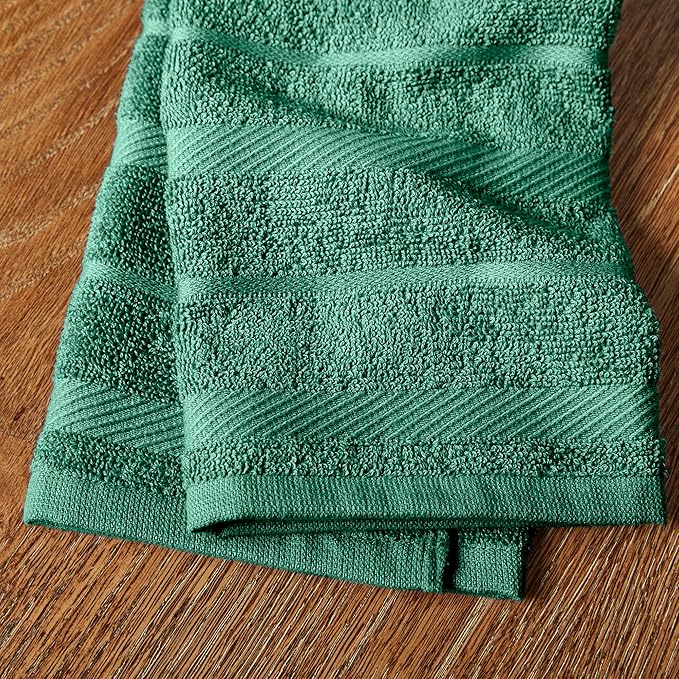 KitchenAid Albany Kitchen Towel 4-Pack Set, Green/White, 16"x26"
