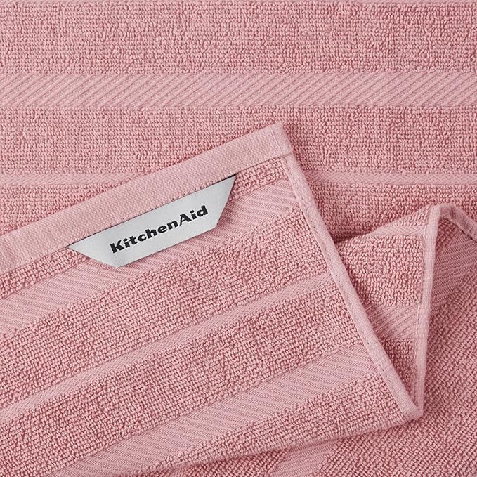 KitchenAid Albany Kitchen Towel 4-Pack Set, Dried Rose/White, 16"x26", (Pack of 2)