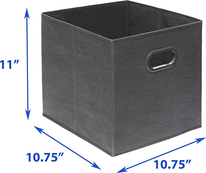 Simple Houseware Foldable Cube Storage Bins with Handles, 11-Inch, Dark Gray, 6-Pack, Fabric Cubes Organizer for Closet or Shelves
