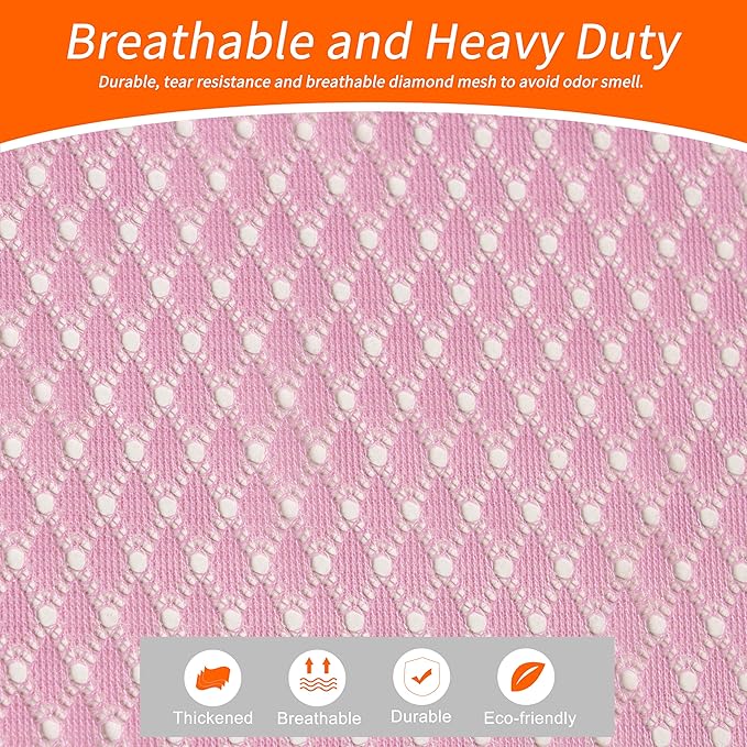 Polecasa Heavy Duty Diamond Large Mesh Laundry Bag with ID Tag and Locking Drawstring Closure - 24 x 36 inches - Laundry Hamper Liner, Washable Laundry Bags for Travel, Sports, Dorms (Pink)