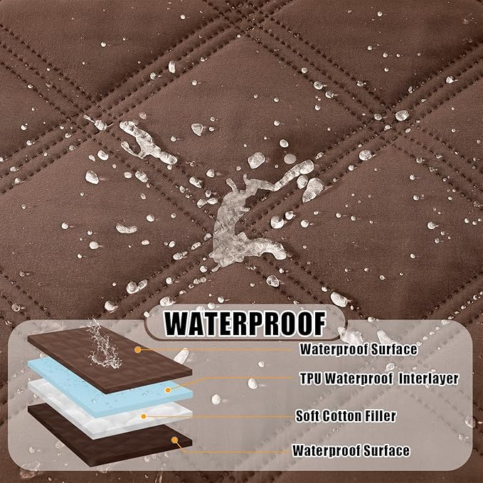 Smiry Waterproof Dog Bed Cover Blanket 82x82, Soft Reversible Pet Blanket, Washable Leakproof Cats Dogs Couch Cover for Sofa, Couch, Furniture, Lattice, Brown/Chocolate