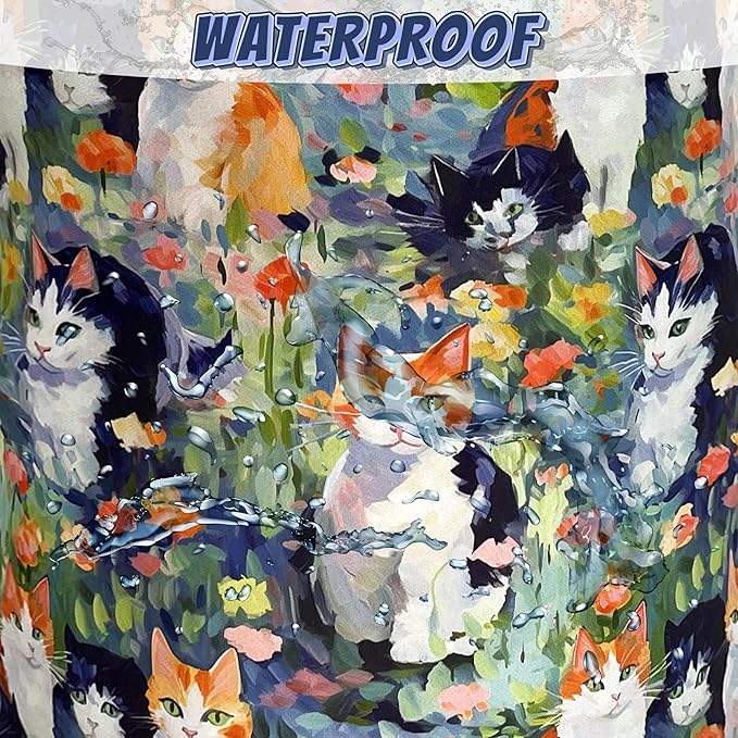 Watercolor Cats Laundry Hamper Foldable Oxford Cloth Cute Animal Cat Laundry Basket With Handle Portable Clothes Storage Organizer Basket 18.9"x16.5" Storage Bag For Laundry Room/Bathroom/Bedroom