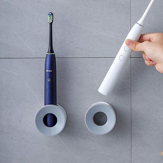 LaLand Electric Toothbrush Holder, Wall Mounted for Shower Space-Saving, Storage Organizer Caddy for Kids, Bathroom Decor (2, Grey)