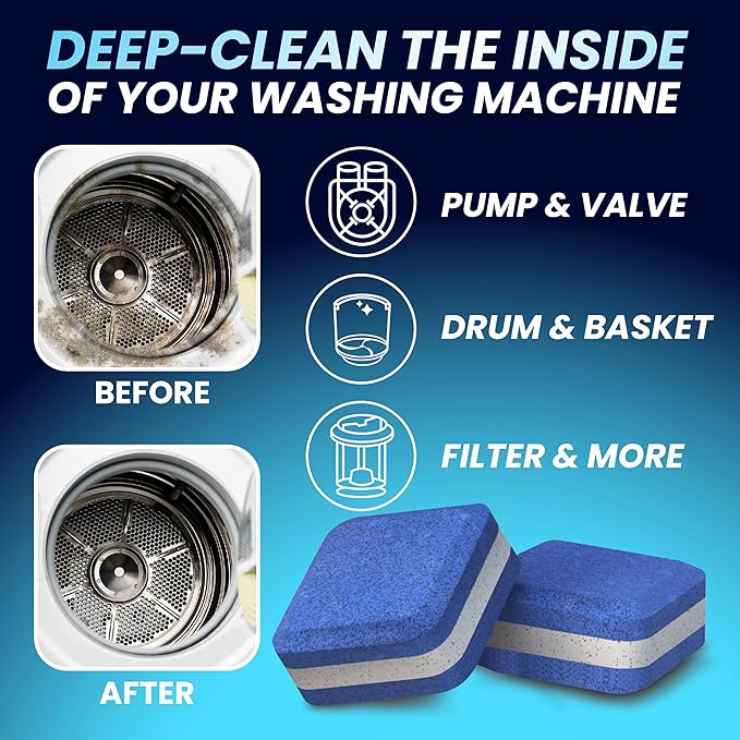 Washing Machine Cleaner Tablets for Pet Owners 28 Pack & Dishwasher Cleaner Deodorizer Descaler Tablets 28 Pack Bundle - 1 Plus Year Supply - Septic Safe Eco Friendly Formula