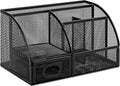 Amazon Basics Pen Holder and Desk Organizer, Office Supplies Storage Caddy, 9.1" x 5.9" x 5.5", Black