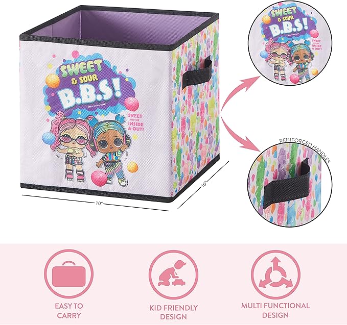 Idea Nuova LOL Surprise Set of Two Spacious Collpasible Storage Cubes, 10"x10"