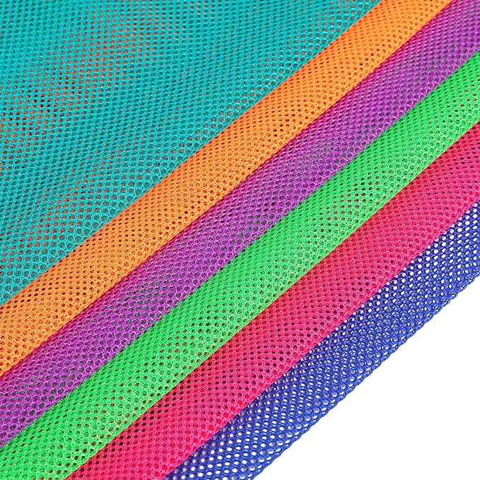 Frienda 6 Pieces Mesh Stuff Sack, 11 x 15 Inch Durable Nylon Drawstring Laundry Bag for Rinsing Beach Toys, Seashell Collecting, Mesh Bags and Travel(Multicolor)