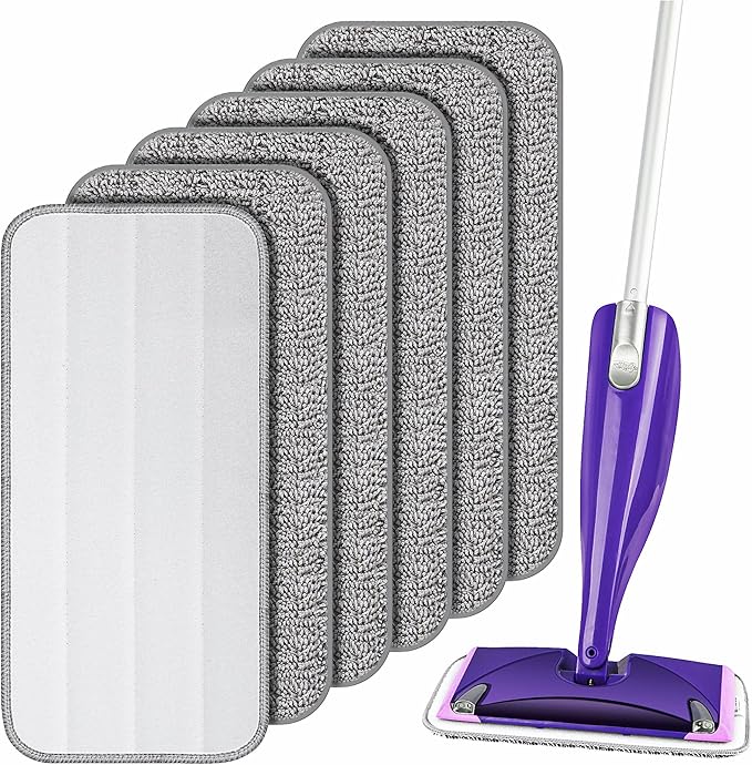 Reusable Mop Pads Refills for Swiffer WetJet, Wet Pads Refill Microfiber Mop Replacement Machine Washable Up to 100 Times for Floor Cleaning Wet Dry Use for All Floor Types, 6 Pack